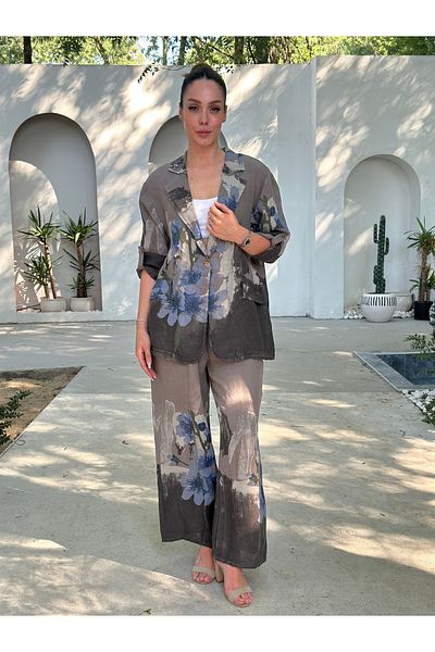 Butik Esra Kandemir Summer Linen Pants Jacket Set
