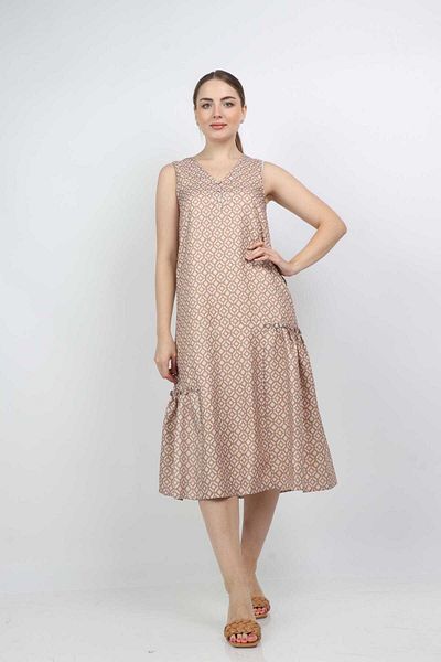 Nichii Women's Midi Dress with Front Buttons and No Sleeves