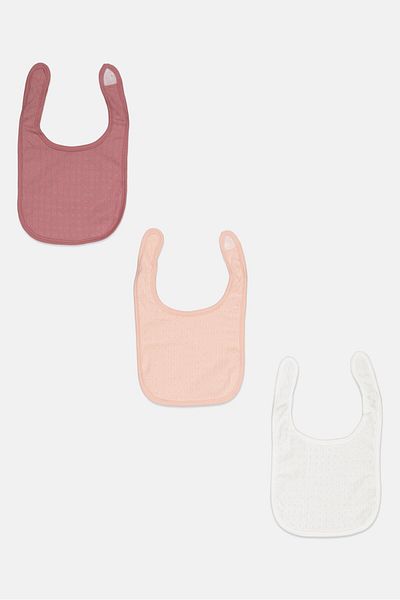 Dream Gro Toddlers Girl 3Pcs Pointelle Knit Bibs, Peach