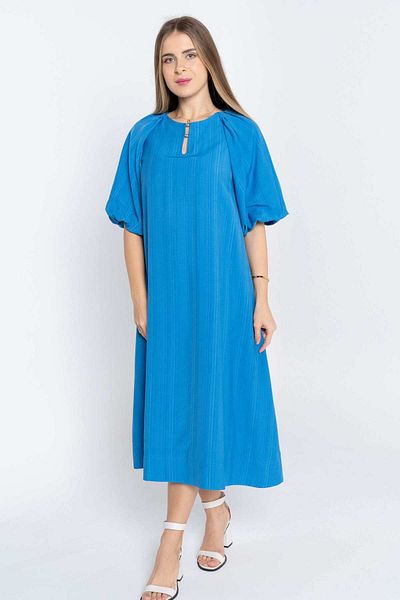 Nichii Simple 3/4 Sleeve Midi Dress with Round Neck