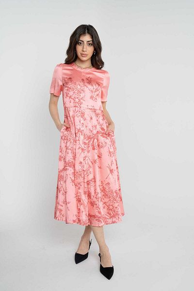 Nichii Women's Midi Floral Dress with Short Sleeves