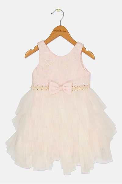 American Princess Toddlers Girl Embroidered Flare Dress, Multicolor