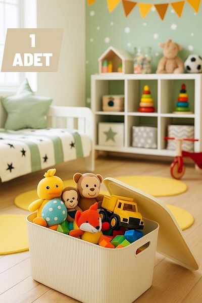 Bayev Colors Cream 1 Piece 21 Lt Closet Organizer Organizer Toy Box Storage Box with Lid
