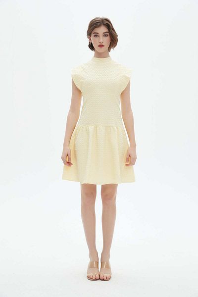 Nichii Women's Short Ribbed Dress with High Neck