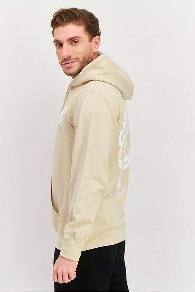 CROOKS CASTLES Men Graphic Print Long Sleeves Hooded Sweatshirt, Beige