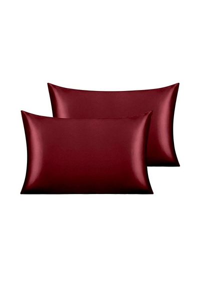 Hangora Antibacterial Anti-Sweat Silk Satin Pillowcase Set of 2 50X70 Claret Red