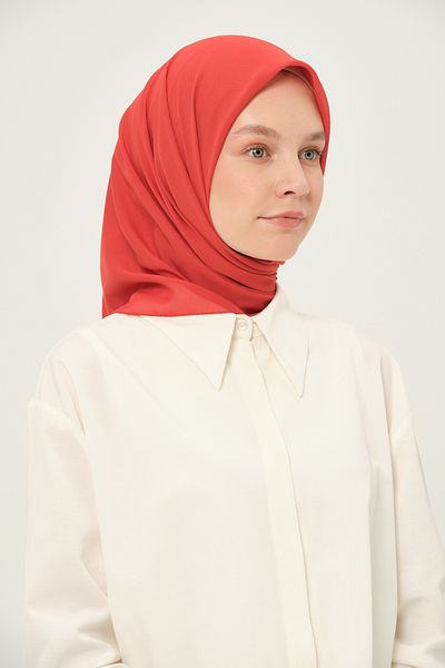 Madame Polo Plain Chiffon Square Scarf Orange