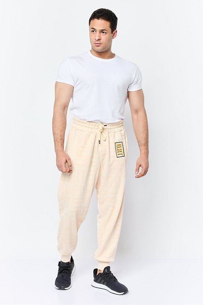 DRT Men Regular Fit Brand Logo Sweatpants, Cream