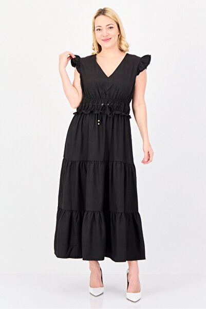 Area Stars Women Pleated Maxi Dress, Black
