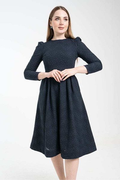 Nichii Women's Long Puff Sleeve Midi Dress