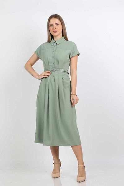 Nichii Shirt Dress Midi with Short Sleeves