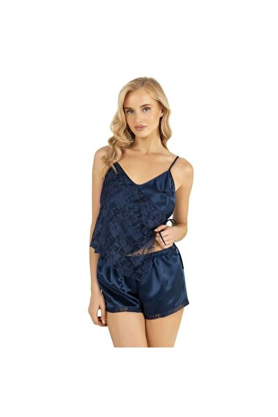 Narnuga Marsilyan- Navy Blue Satin Shorts Set 9204