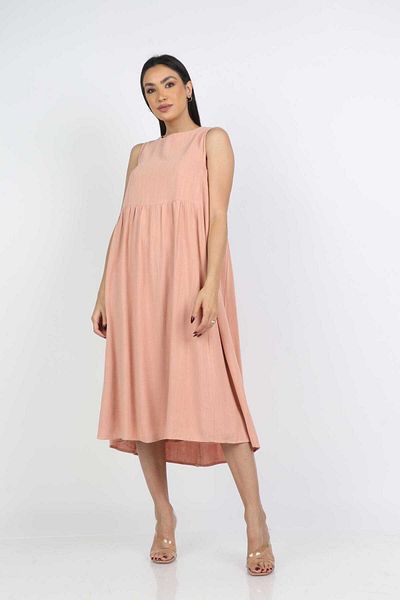 Nichii Solid Midi Dress with Closed Neck, No Sleeves -