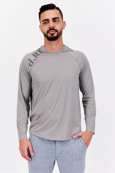 DRT Men Hooded Brand Logo Sweatshirt, Grey