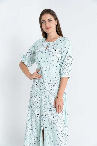 Nichii Full Print Midi Dress with 3/4 Sleeves