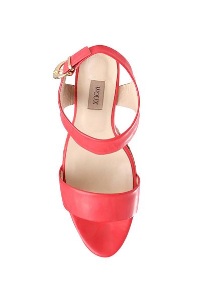 Deriderim Red Leather Wedge Heel Shoes