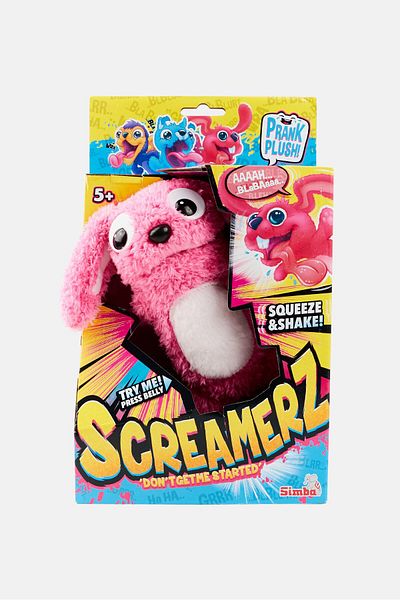 Screamerz Rambling Rabbit Squeeze And Shake Prank Plush Toy