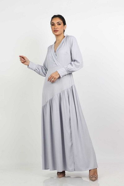 Nichii Long Puff Sleeve Dress with Seven Neckline Opening