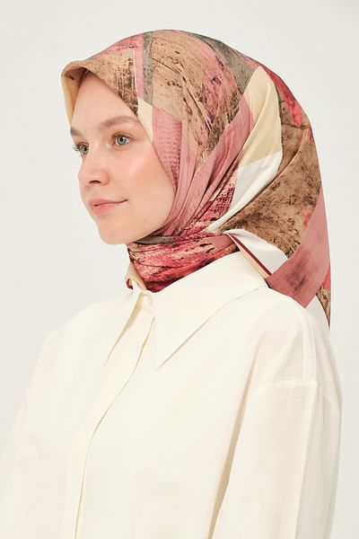 Madame Polo Printed Rayon Scarf Multicolor Non-Slip 90X90 cm