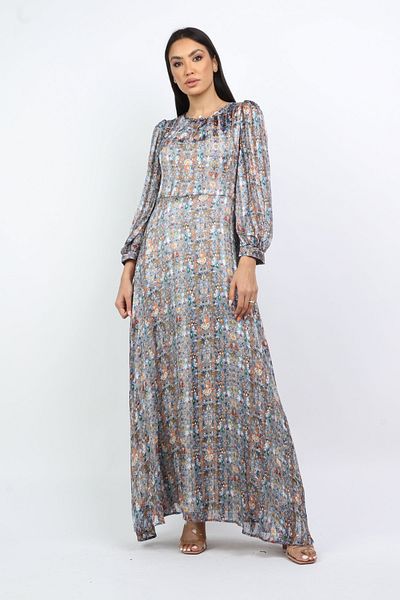 Nichii Long Floral Dress with Long Wide Sleeves
