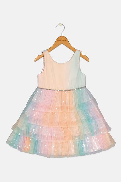 Couture Princess Toddlers Girl Sequin Detail Sleeveless Dress, Multicolor