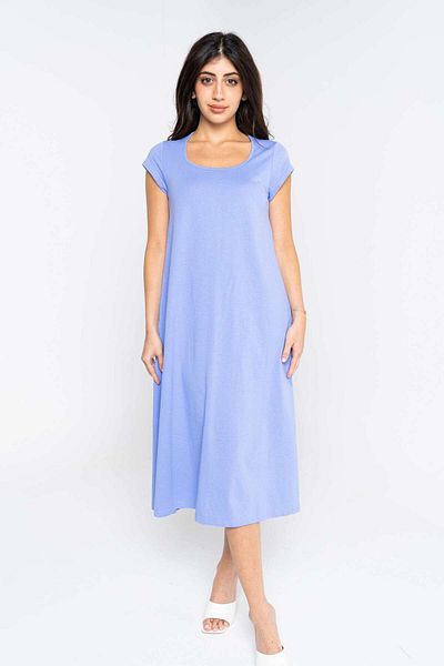 Nichii Women's Short Sleeve Midi Dress with Round Neck