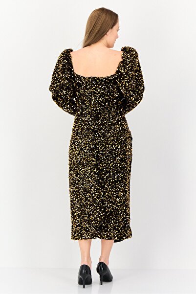 Archive Design Studio Women Metallic Midi Dress, Bronze