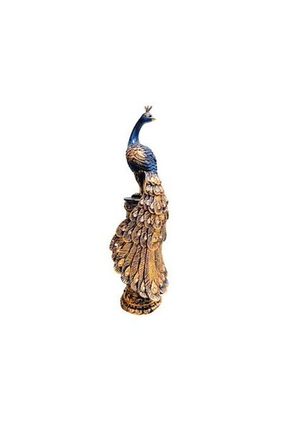 BLA BLA FOAM Decorative Peacock Statue with Semi-Precious Stones – Luxurious Baroque Ornament for Home, 47.5 cm