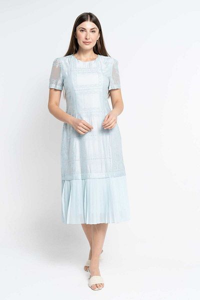 Nichii Pleated Midi Dress with Short Sleeves