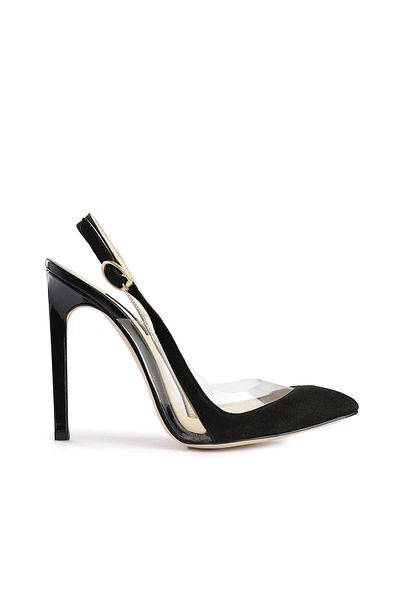 Deriderim Black Heeled Shoes with Transparent Detail