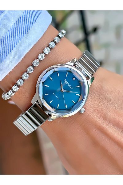 Ferrucci Steel Cord Women's Wristwatch 3 Atm Waterproof with 2 Years Warranty Mechanism