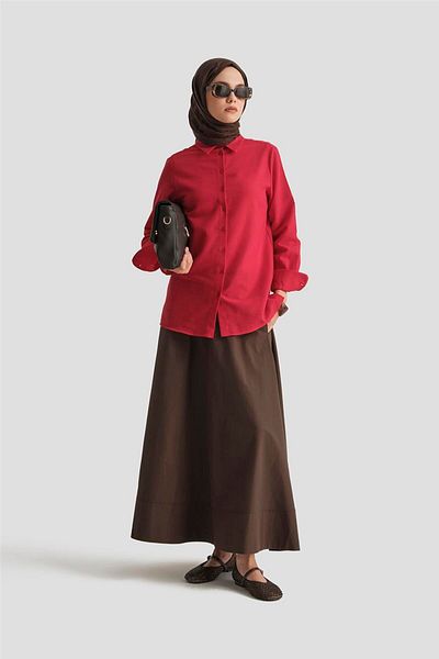 Armine Linen Basic Shirt 25Y3726 Red