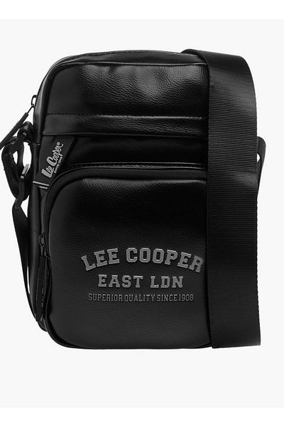 Lee Cooper Logo Print Crossbody Bag with Adjustable Strap and Zip Closure