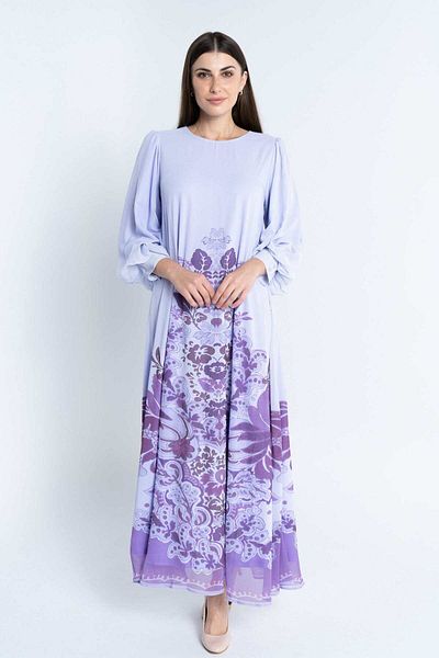 Nichii Women's Long Printed Maxi Dress with Long Sleeves