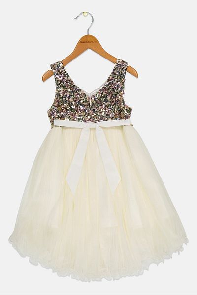 American Princess Kids Girl Textured Dress, Multicolor