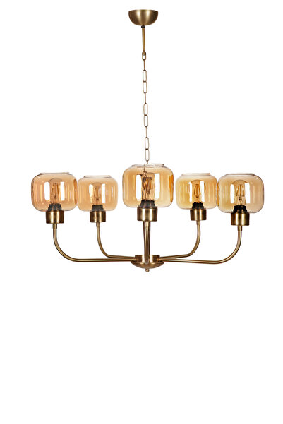 Lumexx APOLLO 5 Lİ ESKİTME BAL CAMLI AVİZE