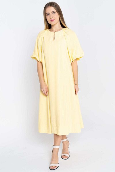 Nichii Simple 3/4 Sleeve Midi Dress with Round Neck