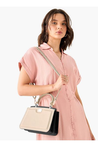 Flora Bella by Shoexpress Flora Bella Solid Crossbody Bag with Detachable Shoulder Strap and Top Handle