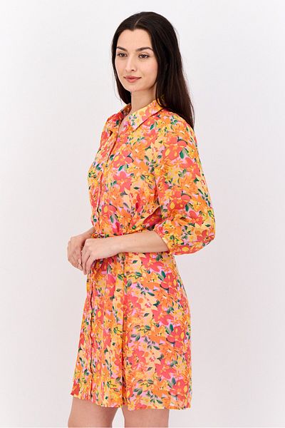 Marissa Olivia Women Floral Print Shirt Dress, Red