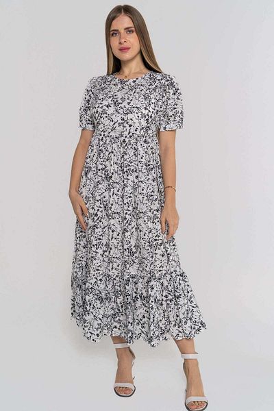 Nichii Floral Print Short Sleeve Midi Dress