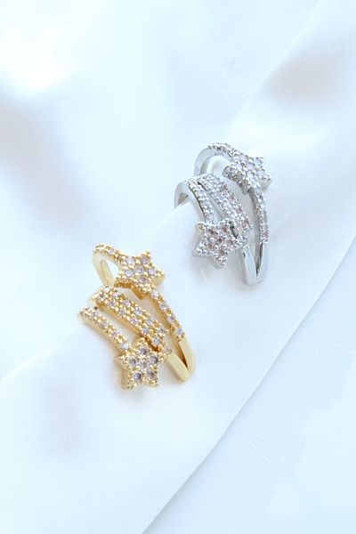Leo'Stone Multi-View Zircon Stone Star Model Earcuff Cartilage Earrings