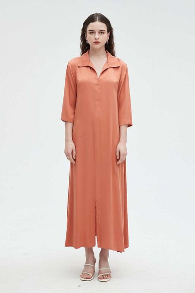 Nichii 3/4 Sleeve Maxi Dress with Collar