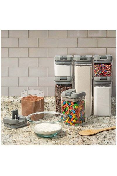 Lumely 7 Pack Airtight Kitchen Storage Organizer,Stackable Boxes Containers with Labels,Cereal & Dry Food