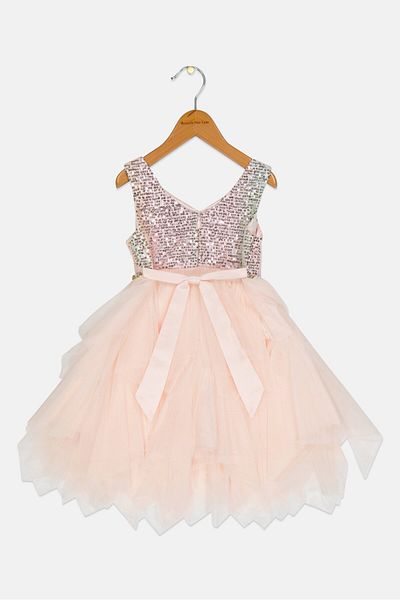American Princess Kids Girl Sequin Sleeveless Dress, Pink
