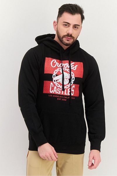 CROOKS CASTLES Men Printed Long Sleeve Hooded Sweatshirt, Black