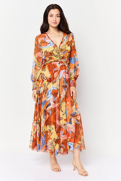 Spy Zone Exchange Women Graphic Print Belted Maxi Dress, Multicolor