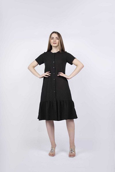 Nichii Women's Ruffled Hem Midi Dress with Short Sleeves