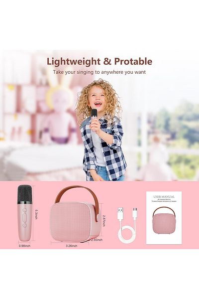 Smart Vibe PartyON™ Kids Karaoke Set with Wireless Microphone, Bluetooth Speaker, LED Lights and Vocal Effects