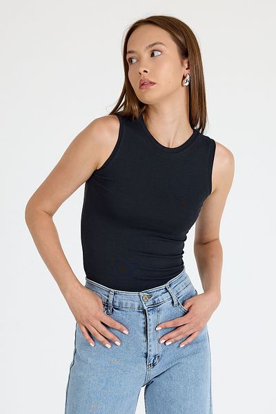 Rays Black Crew Neck Sleeveless Slim Fit Undershirt 1663