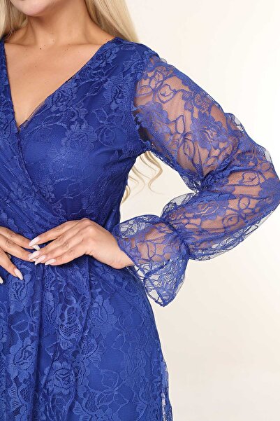 modayız Βασιλικό μπλε δαντέλα μακρύ βραδινό φόρεμα | Κομψή επιλογή για ειδικές περιστάσεις 45B-2687